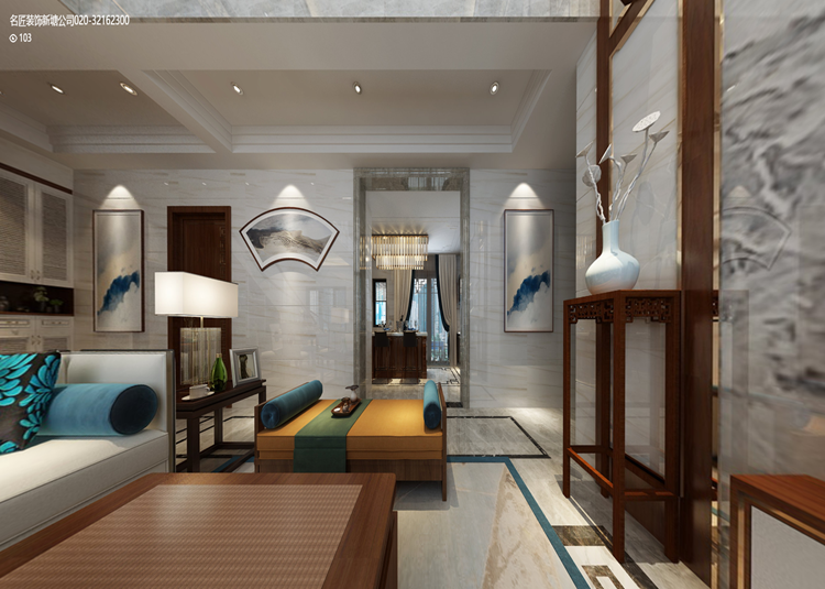 淮安市人才小區(qū)新中式風(fēng)格復(fù)式裝修案例