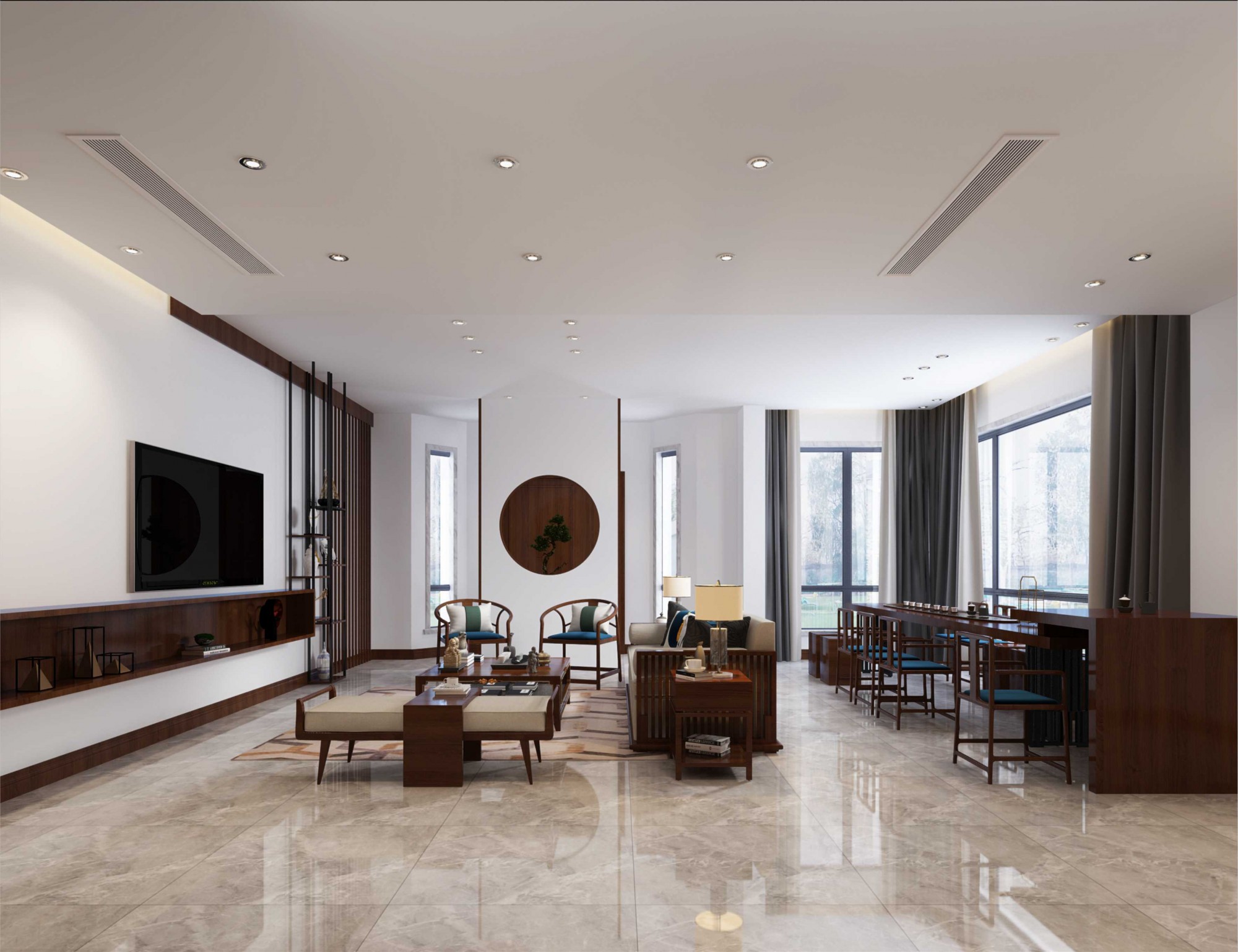 常州市嘉宏·天際新中式風(fēng)格別墅裝修案例