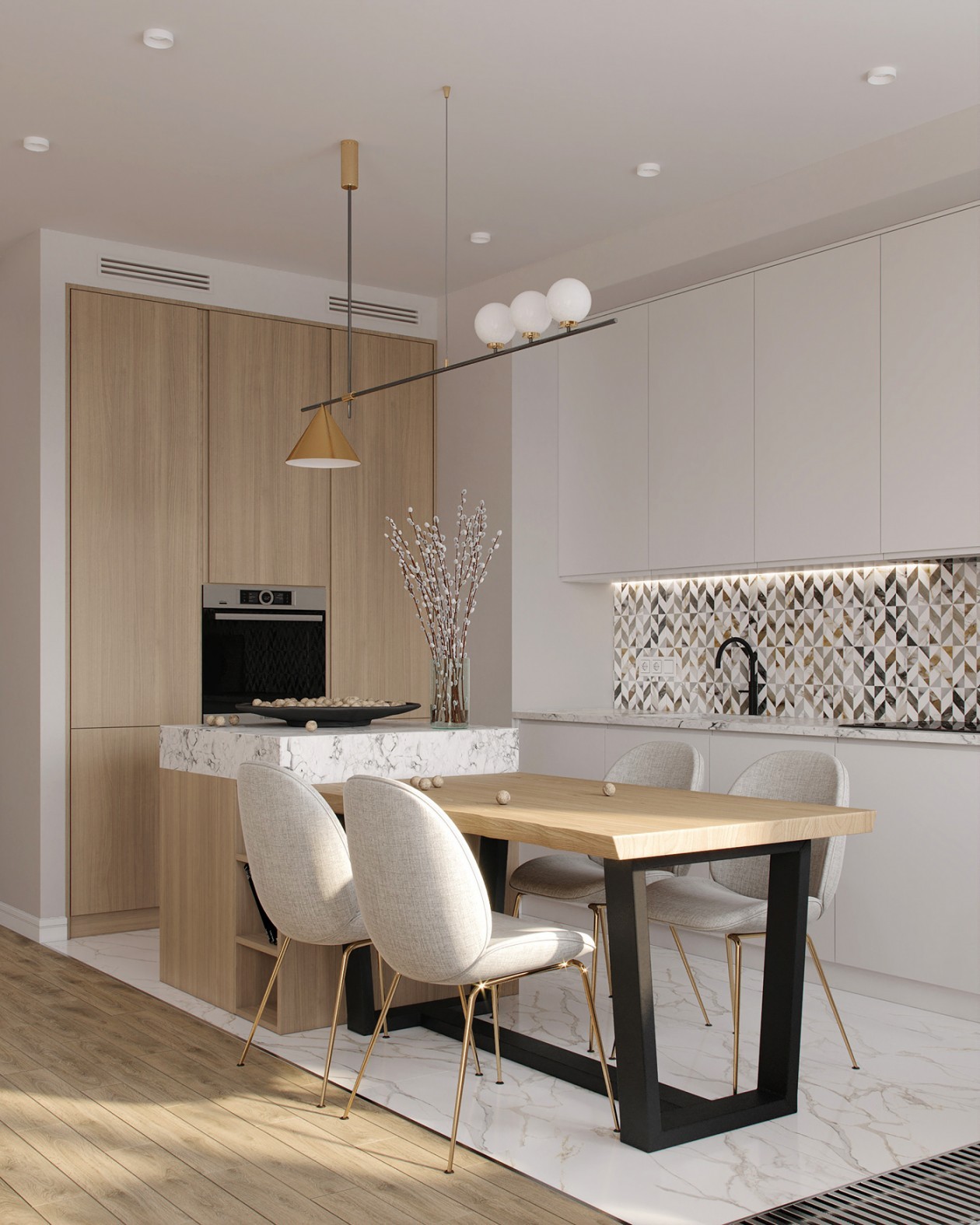 北歐簡約原木風格家裝設計室內裝修效果圖-餐廳 北歐簡約原木風格家裝設計室內裝修效果圖-餐廳