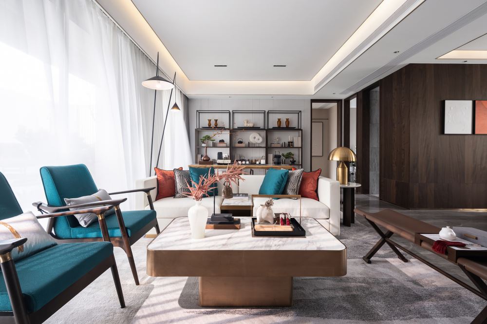 楚雄彝族自治州荷風(fēng)苑新中式風(fēng)格四居室裝修案例