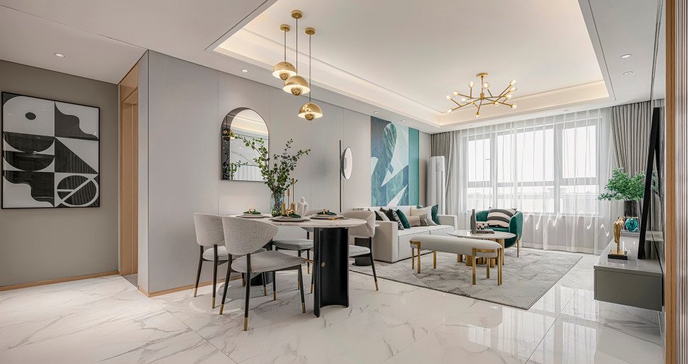 北歐輕奢風(fēng)格室內(nèi)家裝案例效果圖-客餐廳 北歐輕奢風(fēng)格室內(nèi)家裝案例效果圖-客餐廳