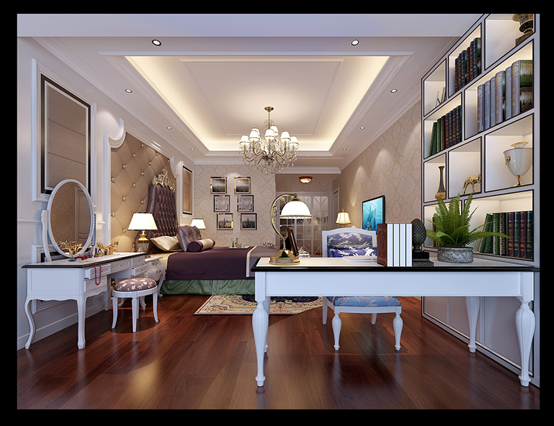 歐式風格室內裝修設計效果圖-東湖洲花園四居160平米-室內裝修設計主臥 歐式風格室內裝修設計效果圖-東湖洲花園四居160平米-室內裝修設計主臥