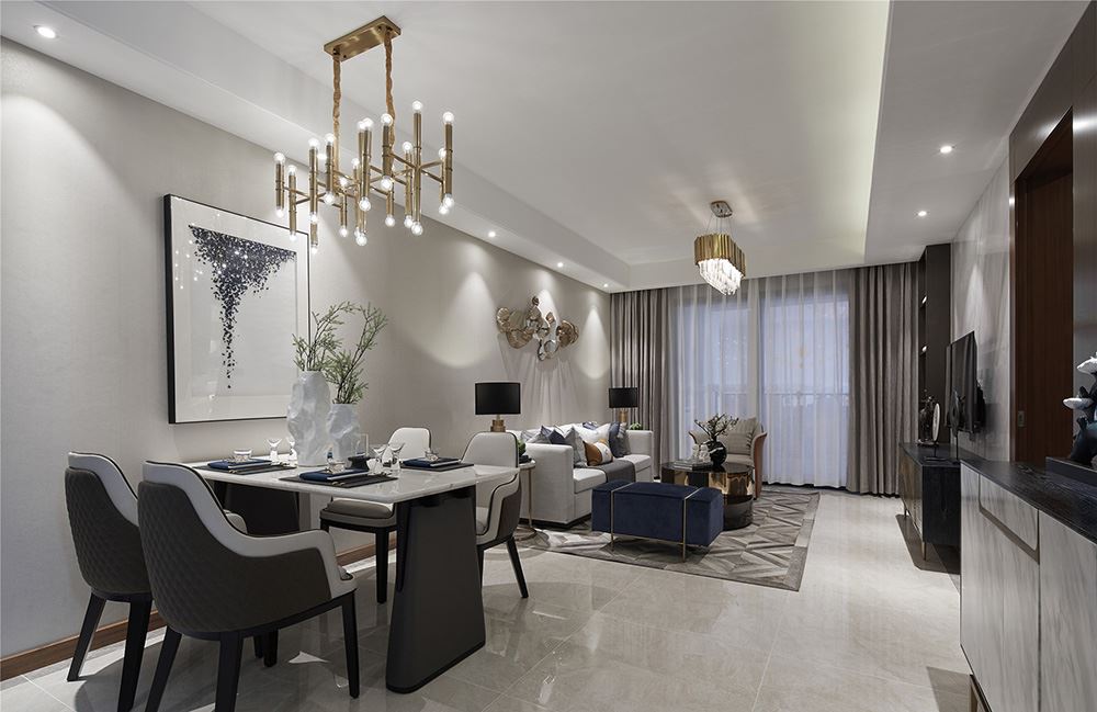 南寧市潤華尚城街區(qū)現代簡約風格二居室裝修案例