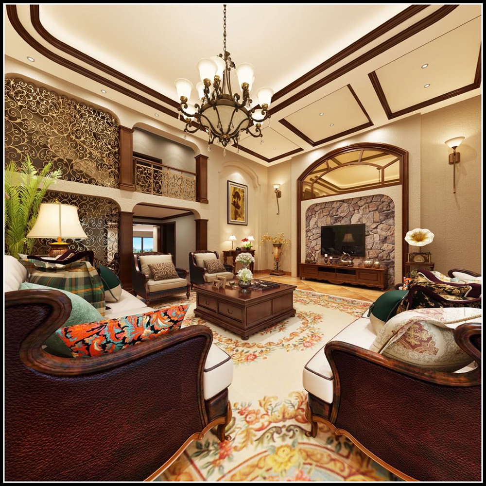 裝修公司美式古典風(fēng)格別墅裝修效果圖-客廳 裝修公司美式古典風(fēng)格別墅裝修效果圖-客廳