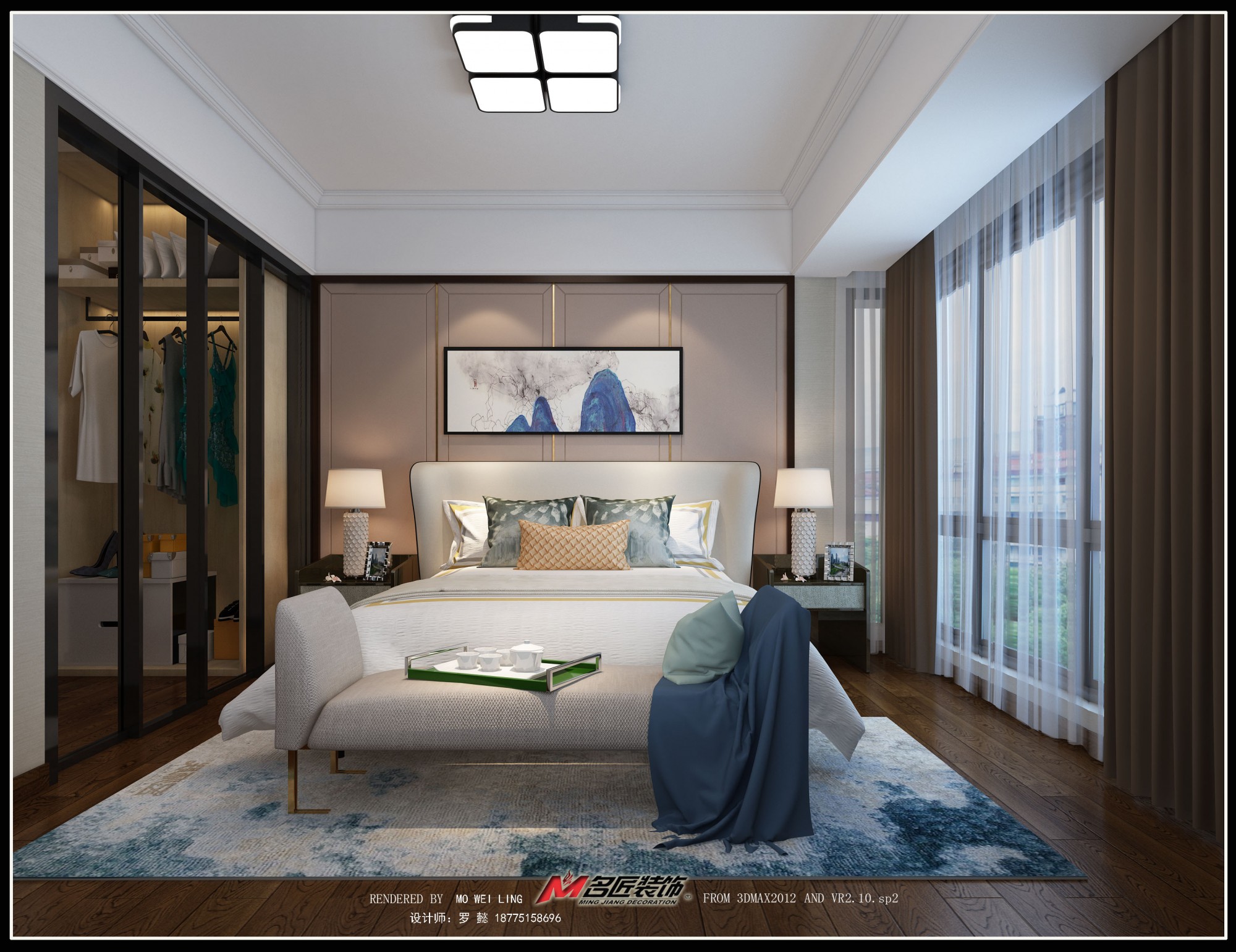 佛山市龍光·天瀛新中式風(fēng)格三居室裝修案例