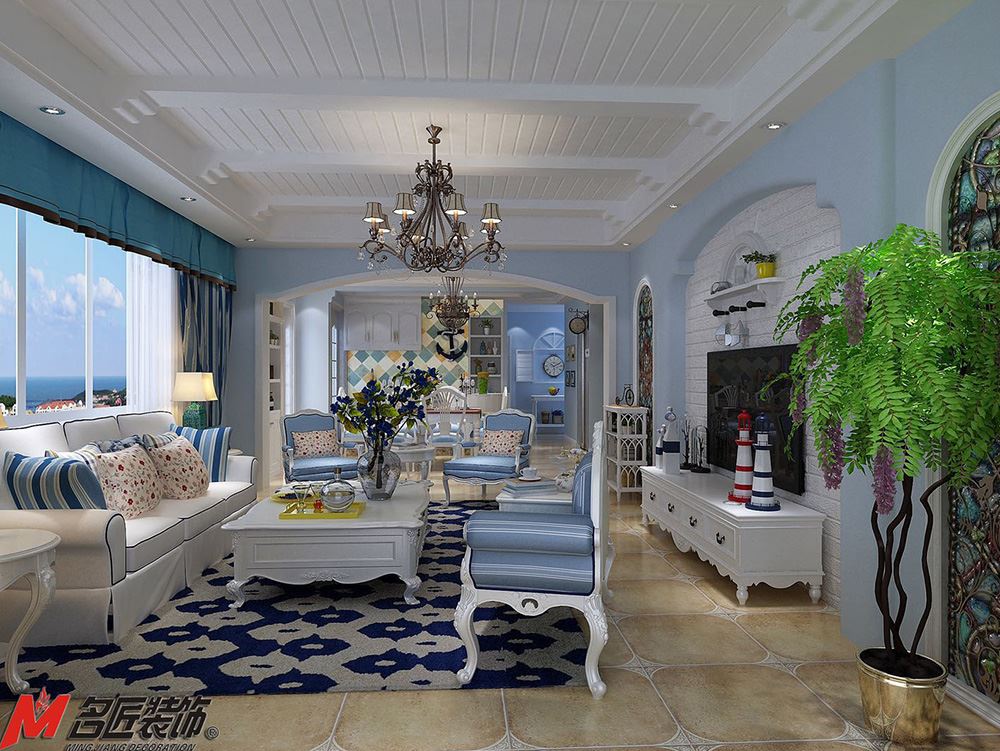 佛山市越秀御湖臺(tái)地中海風(fēng)格三居室裝修案例