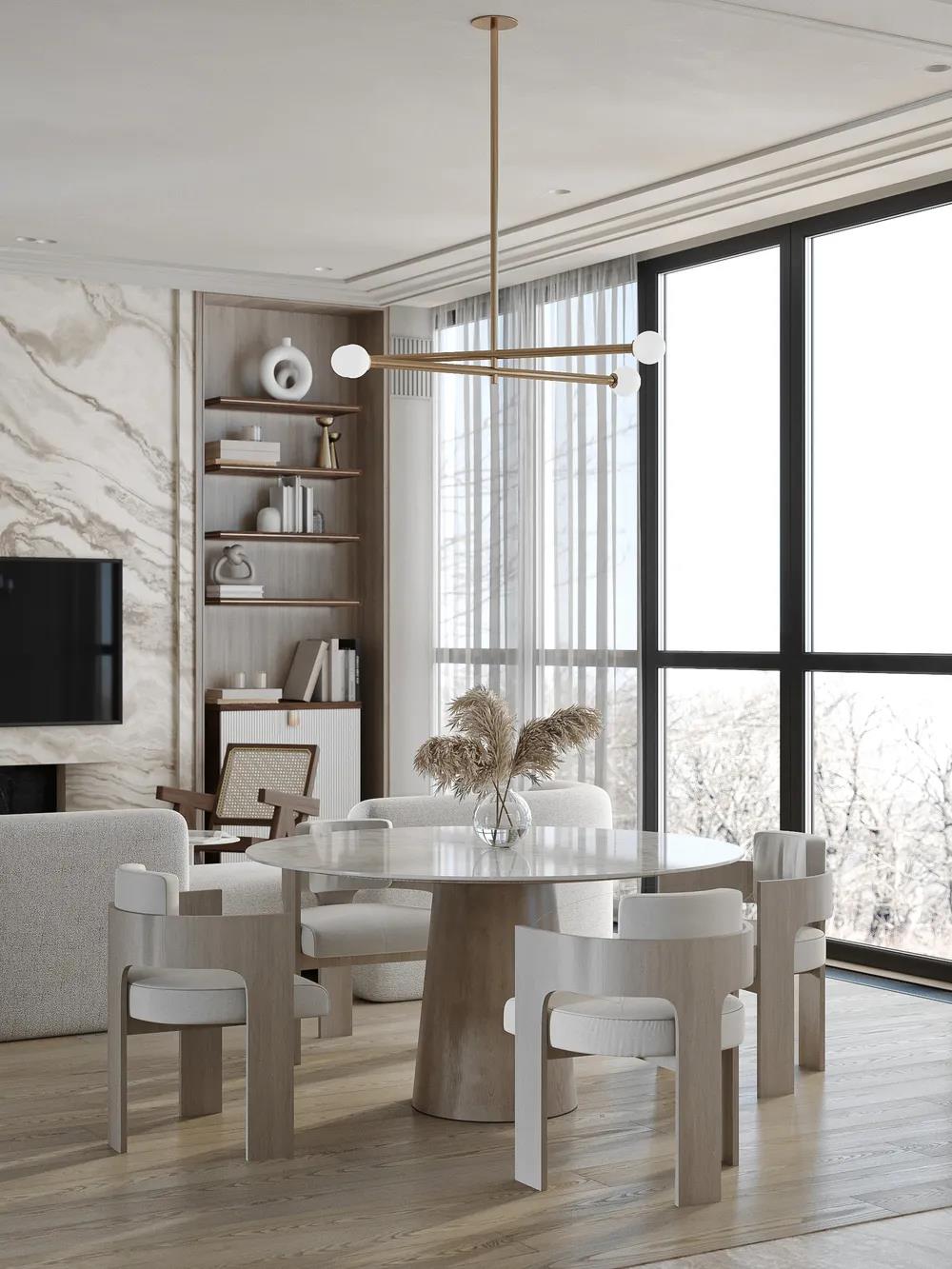 輕奢極簡風格室內(nèi)家裝案例效果圖-餐廳 輕奢極簡風格室內(nèi)家裝案例效果圖-餐廳