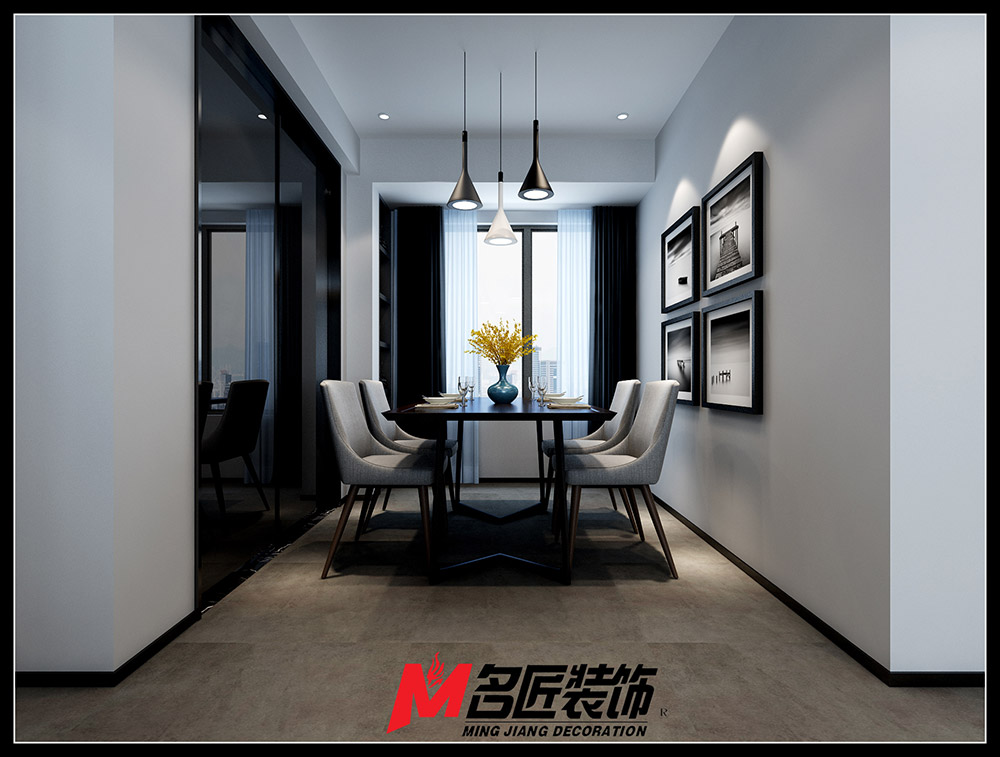 星光耀三居130平米黑白灰輕奢風(fēng)格裝修案例-餐廳 星光耀三居130平米黑白灰輕奢風(fēng)格裝修案例-餐廳