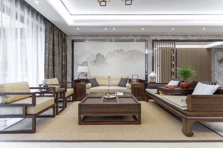 裝修案例新中式風(fēng)格室內(nèi)裝修效果圖-客廳 裝修案例新中式風(fēng)格室內(nèi)裝修效果圖-客廳
