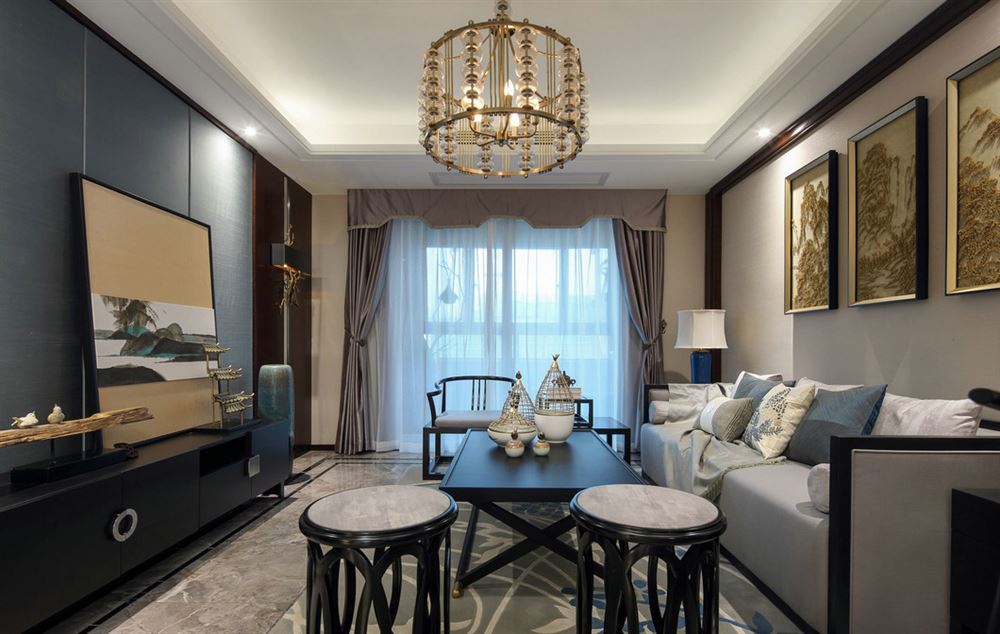 佛山市越秀閱湖臺新中式風(fēng)格四居室裝修案例