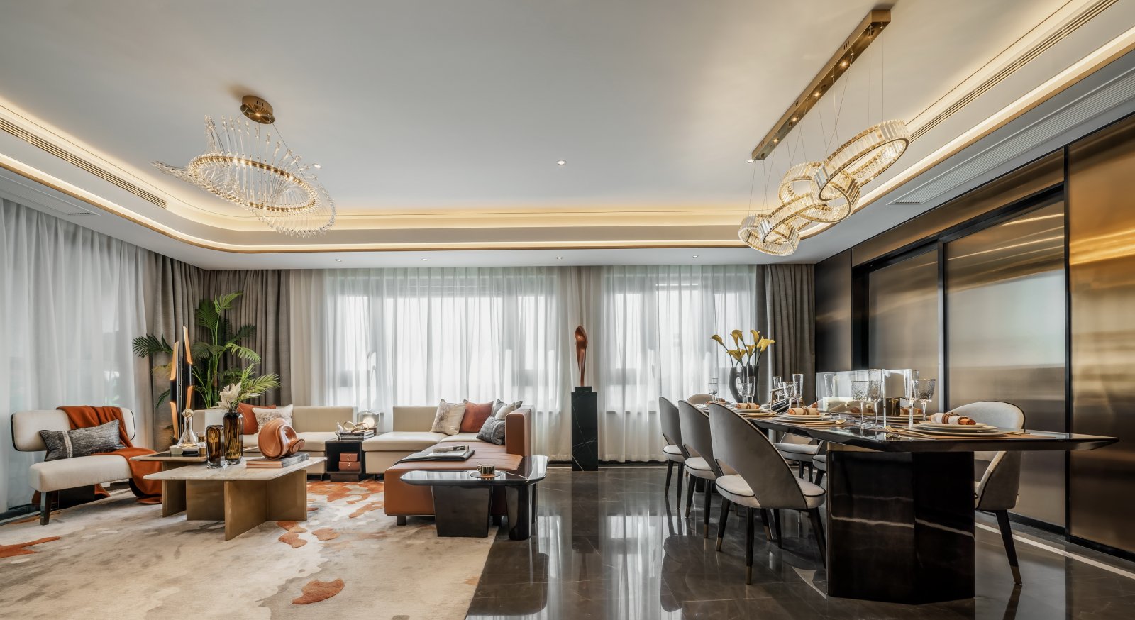 輕奢風格室內(nèi)設(shè)計家裝案例-客餐廳