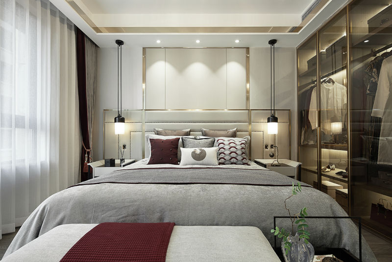 現(xiàn)代新中式風(fēng)格室內(nèi)設(shè)計家裝案例-主臥 現(xiàn)代新中式風(fēng)格室內(nèi)設(shè)計家裝案例-主臥