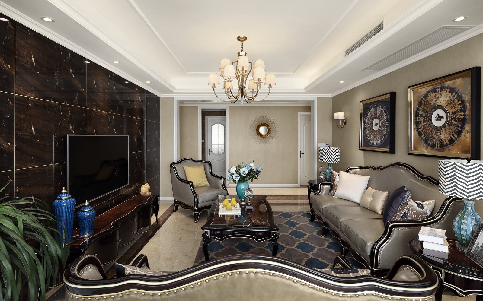 裝修案例美式新古典風格室內(nèi)裝修效果圖-客廳 裝修案例美式新古典風格室內(nèi)裝修效果圖-客廳