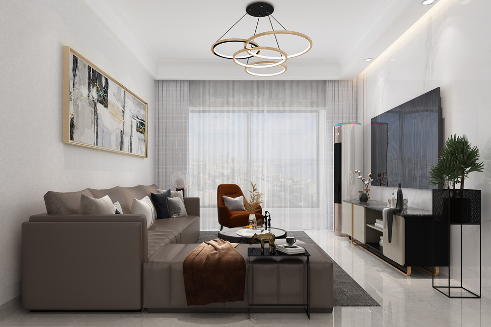 惠州市碧桂園十里銀灘別墅現(xiàn)代簡約風格三居室裝修案例