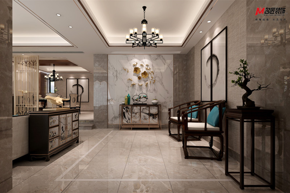 合肥市佳源新安印象新中式風格四居室裝修案例