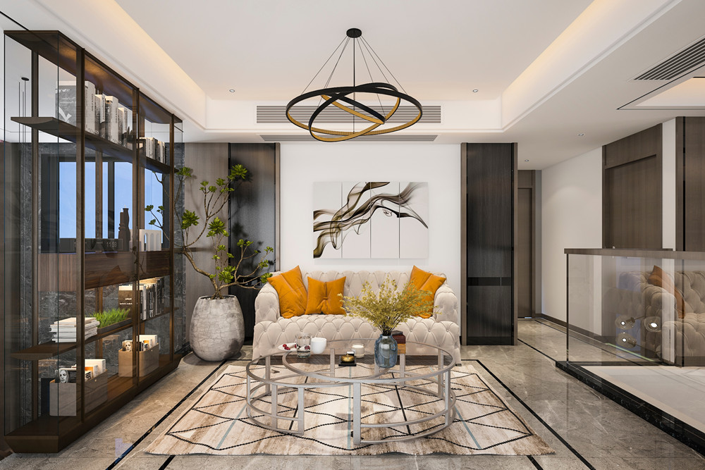 中山市方直彩虹公館別墅輕奢風(fēng)格四居室裝修案例