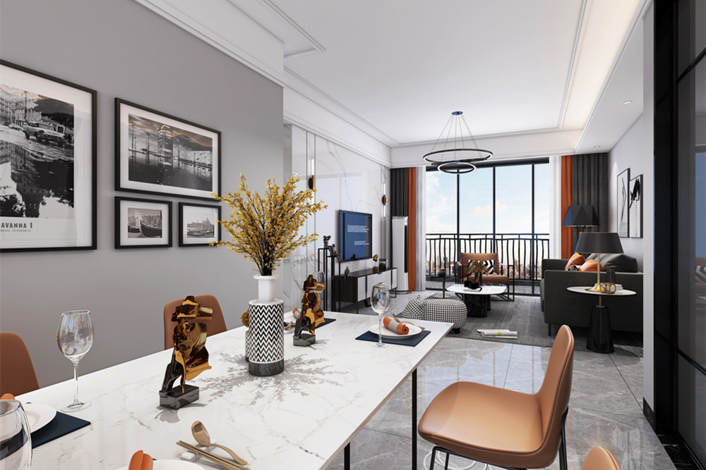 中山市三沙時代花園輕奢風格三居室裝修案例