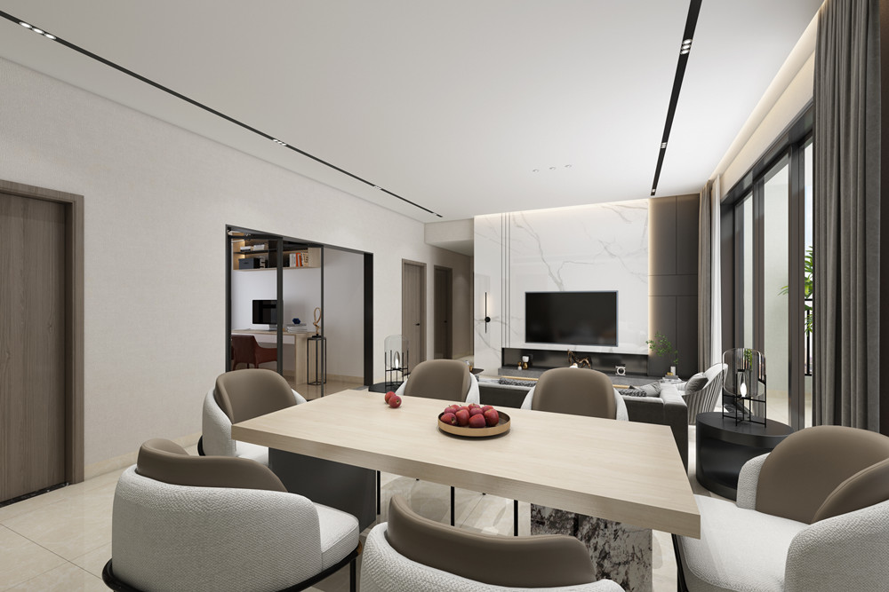 中山市方直彩虹公館別墅現(xiàn)代簡(jiǎn)約風(fēng)格三居室裝修案例