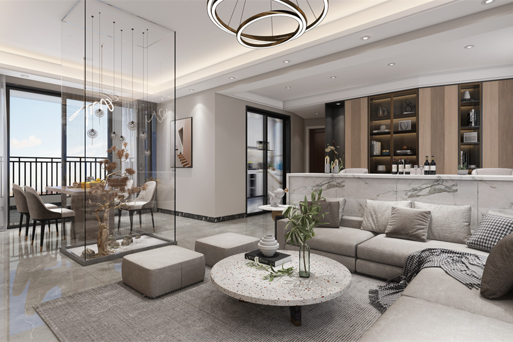 中山市藍(lán)波灣現(xiàn)代簡約風(fēng)格三居室裝修案例