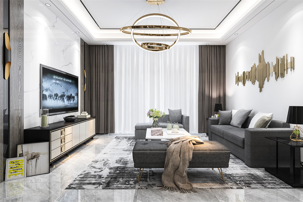 中山市華盈四季藍(lán)天輕奢風(fēng)格三居室裝修案例