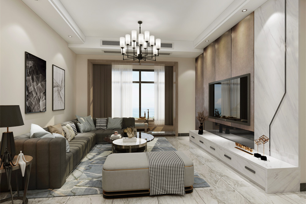 梧州市榜山三級45號住宅樓輕奢風格三居室裝修案例