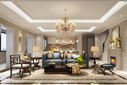 梧州市恒輝萬象公館美式風格復式裝修案例