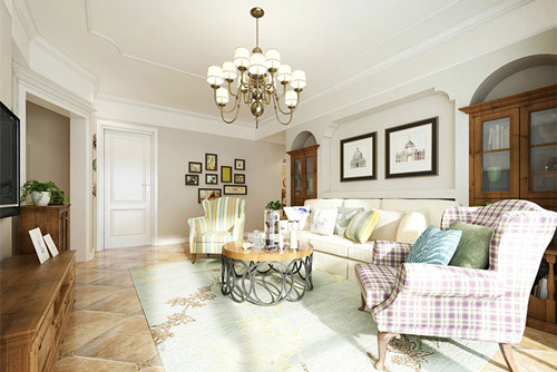 梧州市甘沖村八組美式風(fēng)格三居室裝修案例