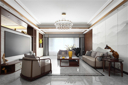 德陽市88號苑新中式風格三居室裝修案例