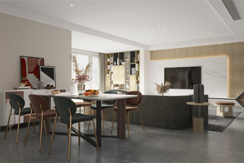 德陽市濱江陽光輕奢風(fēng)格三居室裝修案例