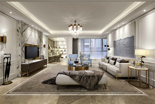 涼山彝族自治州北城小區(qū)輕奢風格三居室裝修案例