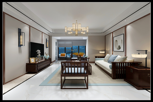 百色市金山華城新中式風(fēng)格四居室裝修案例