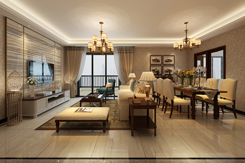 百色市田東商都美式風格三居室裝修案例