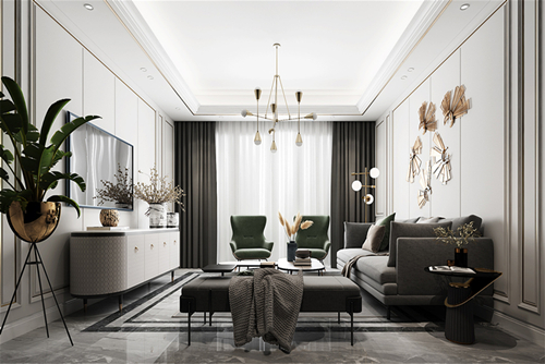 遂寧市金宏·碧海疊院輕奢風(fēng)格三居室裝修案例