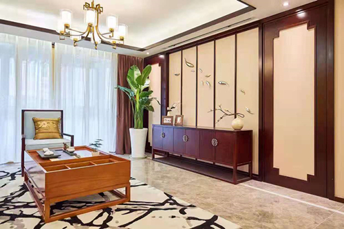 涼山彝族自治州邦泰·玖熙臺新中式風(fēng)格四居室裝修案例