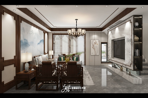 涼山彝族自治州北城小區(qū)新中式風格別墅裝修案例