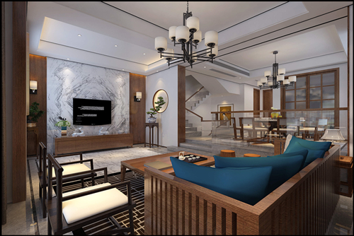 湖州市愛(ài)家·錦繡瀾岸花園新中式風(fēng)格別墅裝修案例