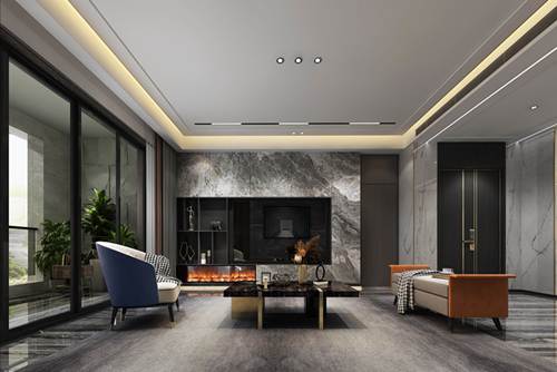 ?？谑心蠂崴钩莿e墅輕奢風(fēng)格平層裝修案例