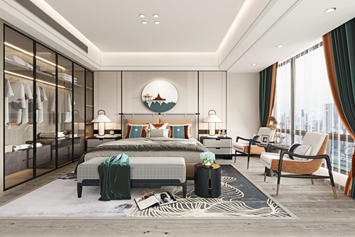 汕頭市新宸灣新中式風(fēng)格四居室裝修案例