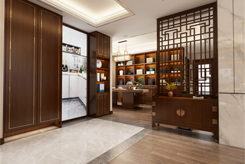 中山市大興路水廠宿舍新中式風(fēng)格五居室裝修案例