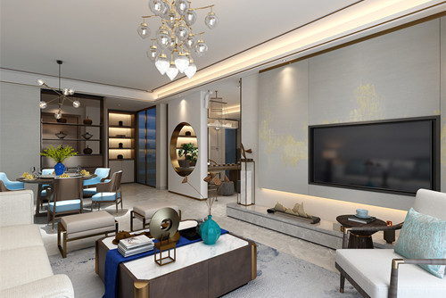 中山市樂意居花園新中式風(fēng)格四居室裝修案例