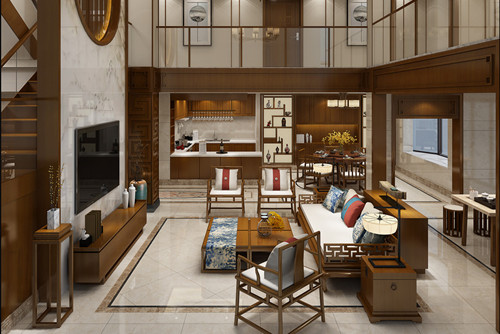 ?？谑泻？谌A潤(rùn)中心新中式風(fēng)格別墅裝修案例