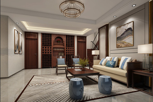 海口市鳳翔山莊新中式風(fēng)格別墅裝修案例