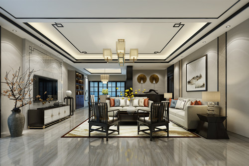海口市碧桂園劍橋郡新中式風(fēng)格三居室裝修案例