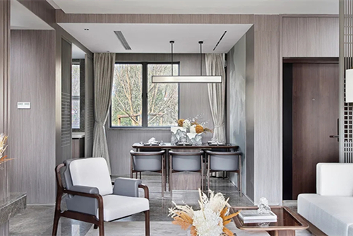 珠海市中國鐵建未來都市花園新中式風(fēng)格三居室裝修案例